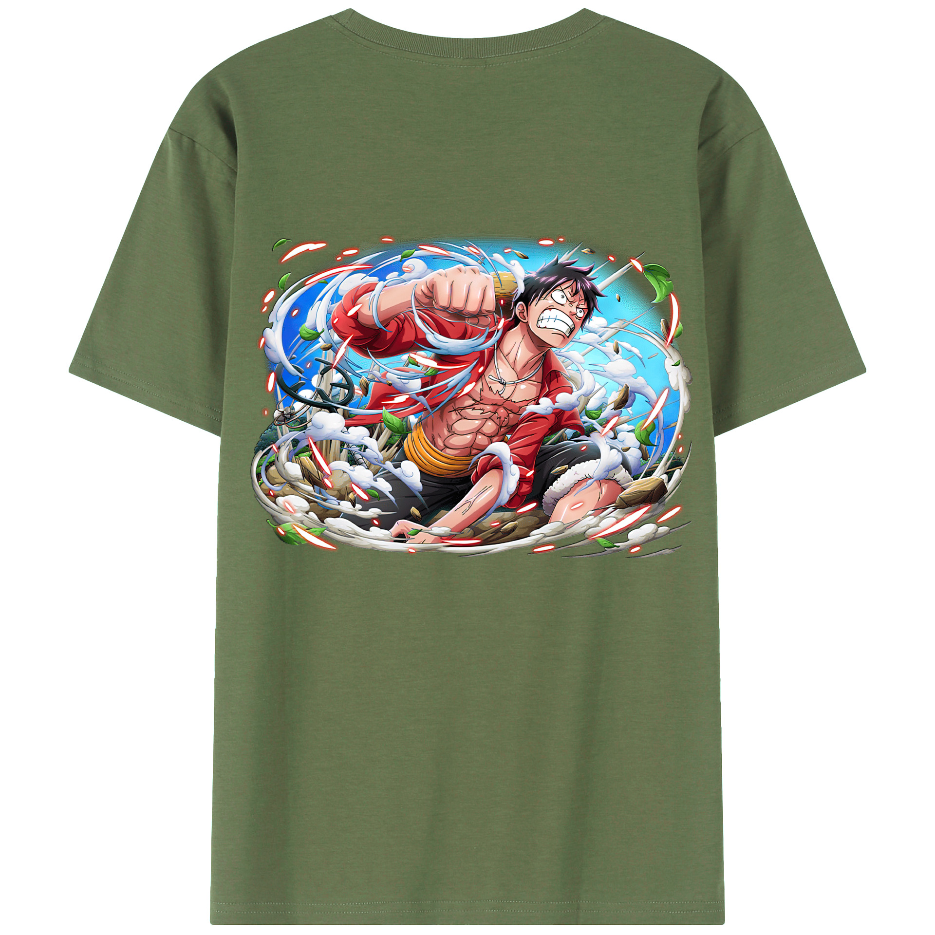 ワンピース モンキー・D・ルフィ ONE PIECE Monkey D. Luffy 綿100％ メンズ半袖Tシャツ（バックプリント） 通気性